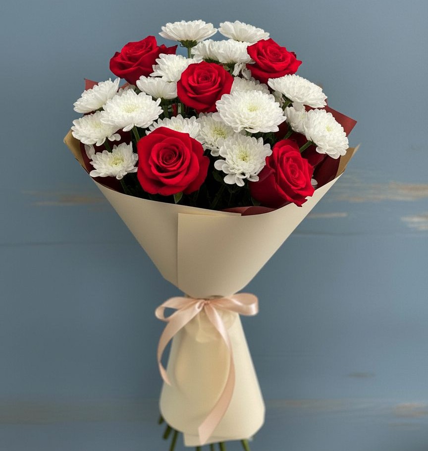 Букет цветов из: Розы и Хризантемы в Бузулуке