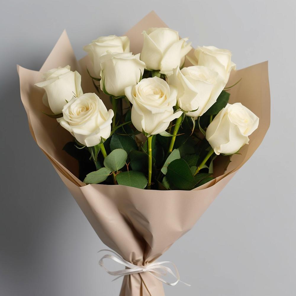 Букет 9 Белых роз Эдлесс Лав в Бузулуке