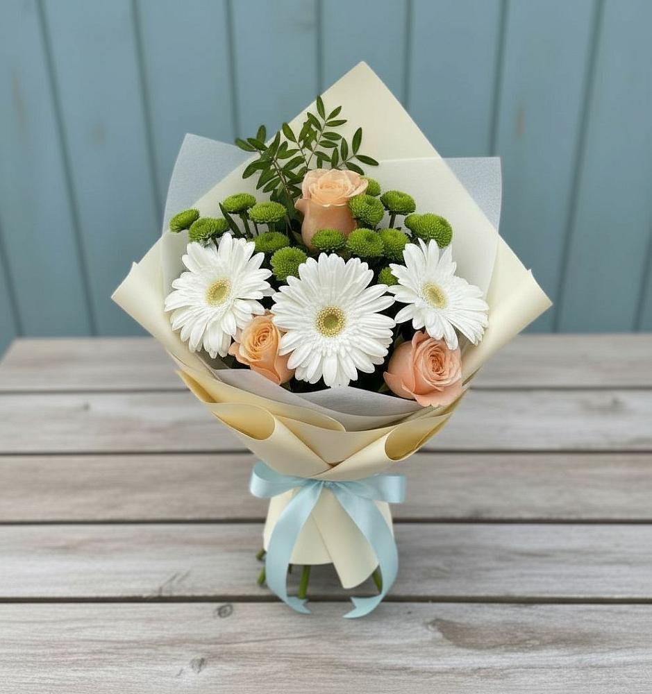 Букет цветов из: Герберы, Розы и Хризантемы в Бузулуке