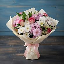 Букет цветов из:  Хризантемы, Альстромерии и Розы в Бузулуке