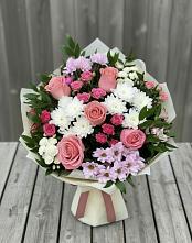 Букет цветов из:  Альстромерии, Гвоздики, Розы и Хризантемы в Бузулуке