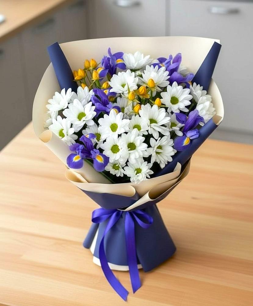 Букет цветов из: Розы, Ирисы и Хризантемы в Бузулуке