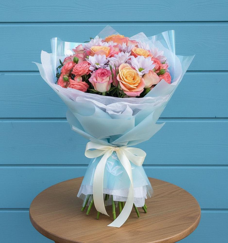 Букет цветов из: Хризантемы и Розы в Бузулуке